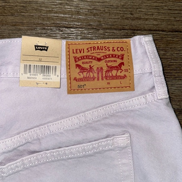 LEVI'S 501 HIGH RISE ORIGINAL DENIM JEAN SHORTS Washed Lilac - Picture 5 of 11